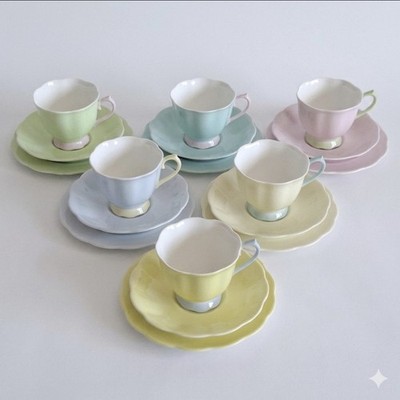 Royal Albert Fine China Teetassen Set Pastell Harlekin Trios Vintage 50er