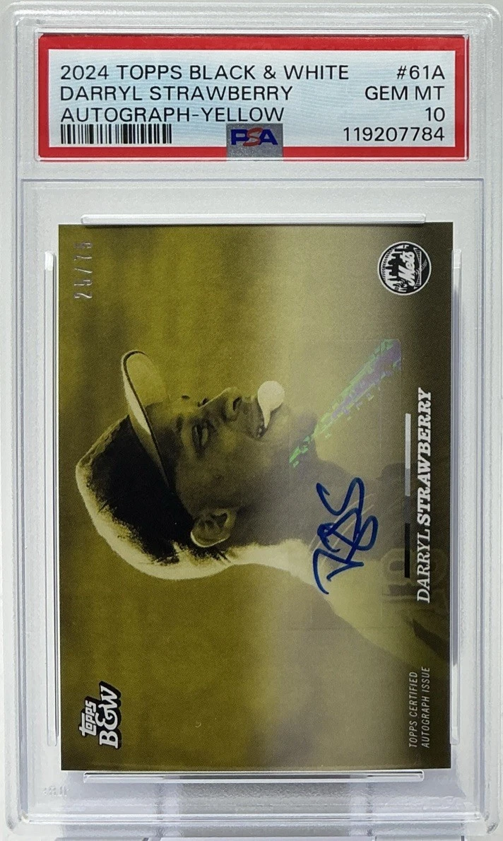 Darryl Strawberry Auto PSA 10 - 2024 Topps Black & White 'Yellow