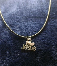 Silver Heart I Love Jesus Charm Pendant Leather Rope Cord Necklace God Christian