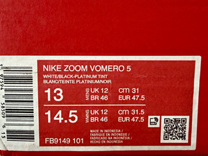 Nike Zoom Vomero 5 Men’s Low Top Mesh Running Sneakers White/Black FB9149-101