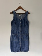 Vintage Old Navy Y2K Jean Jumper Dress Buttons Size 6 Pockets