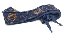 Vintage Beaded sash belt made in India Navy Blue Blue and Brown Beads