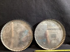 2, 9.5” X 1” French Tin Tart Pans Removable Bottoms (#1)