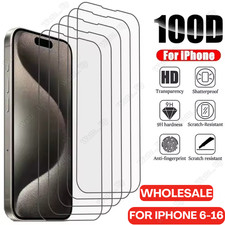Tempered Glass Screen Protector Lot For iPhone 16 15 14 13 12 11 XR X XS 8 7 6