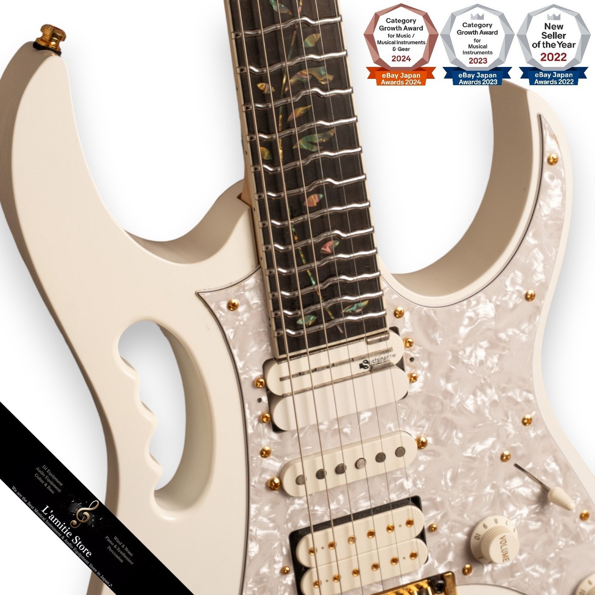 洋楽 Steve Ivory Fantasy Ibanez JEM7V-WH Steve Vai Flo Mod: Texas Guitars TT Neck Ebony