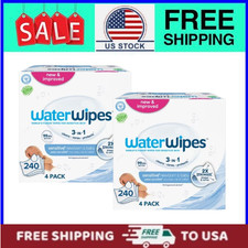 2 pack, WaterWipes Sensitive Newborn  Baby Wipes, Hypoallergenic, 240 Wipes
