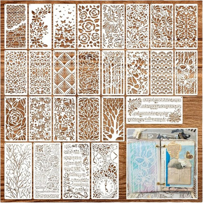 Stencils for Crafts Reusable Texture Branches Background Stencil Vintage Laye...