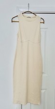 NWOT Natural Cream Ribbed Body Con Midi Zara Dress Size Medium