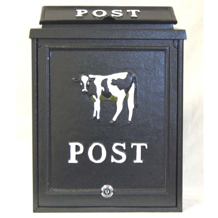 Weatherproof Outdoor Lockable Post Box Mail Letter Letterbox Black and White Cow
