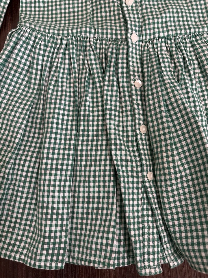 Ralph Lauren Gingham Green Dress Kids Size 4 100% Cotton - Image 4 of 4