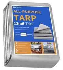 20x30 FT Tarps Heavy Duty Waterproof, 12 Mil Large Tarps 20*30FT Silver-12 Mil