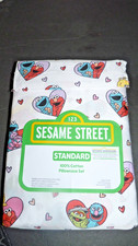 Sesame Street CHARACTERS IN HEARTS Pillowcase Set Of Two New