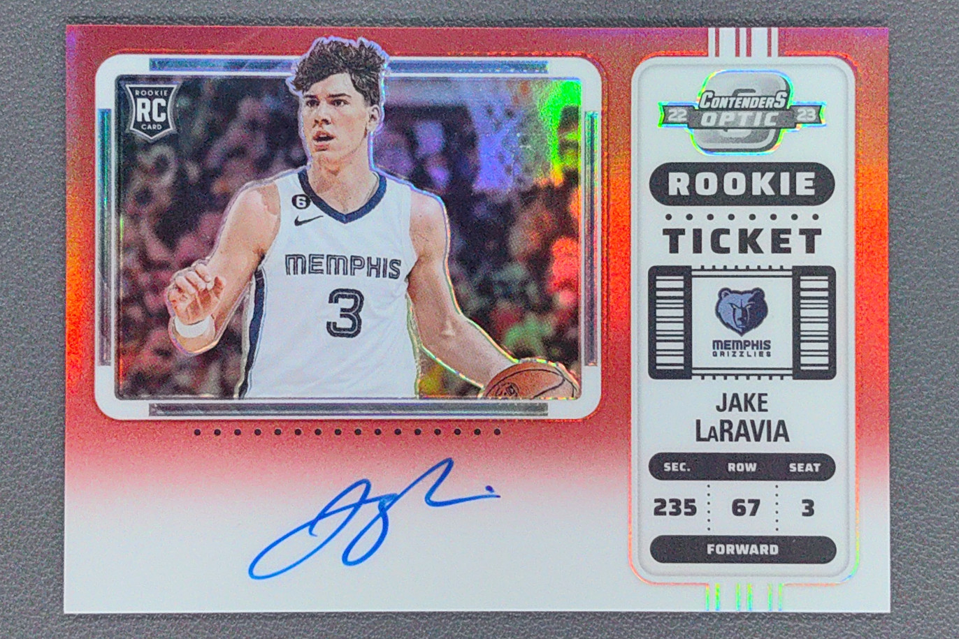 2022-23 Contenders Jake LaRavia Optic RC Variation Season Ticket Red Auto /99