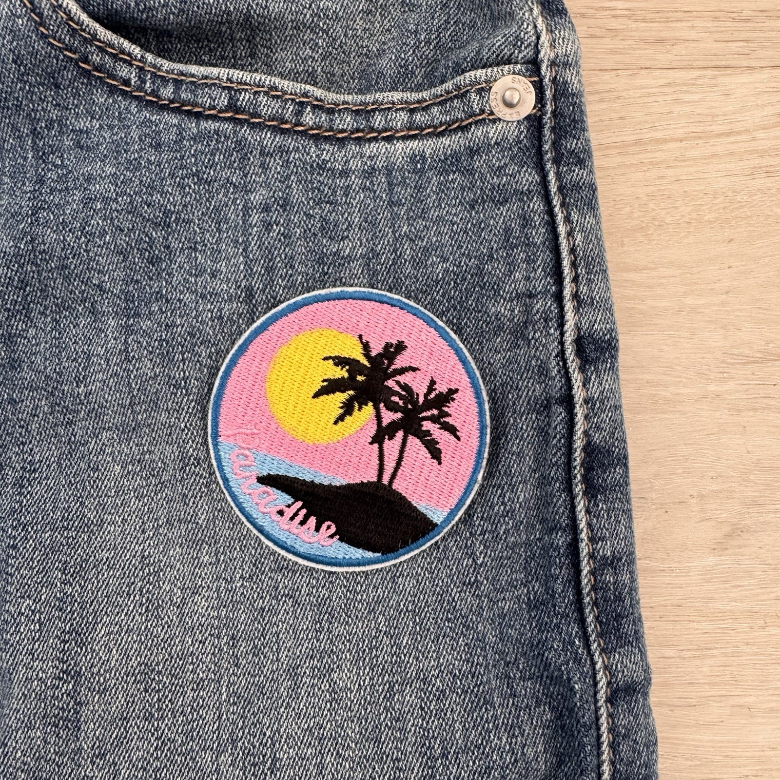 Express Jeans Patch Button Front Denim Skirt 00 Y… - image 7