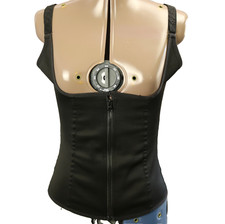 Corset Adjustable Straps Hook Eye and Zip Closure Below Bust Black L