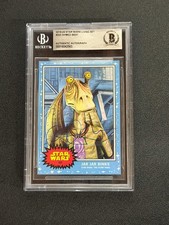 Ahmed Best Signed as Jar Jar Binks Star Wars Living Set Card - Beckett Slab