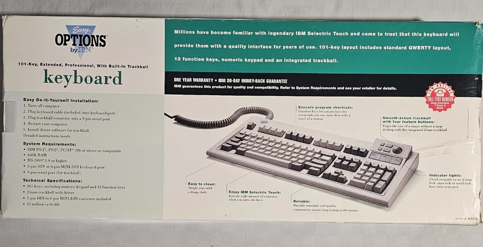 New IBM Model M 101 key w/ Trackball Mechanical Keyboard Rare 1993 Sealed - Image 2 of 4