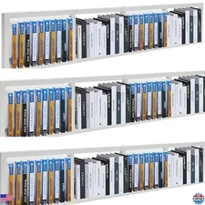 34" White CD Storage Shelf - 3-Piece Wall-Mounted Media Rack & Cube Organizer