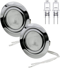 Set Di 2 Faretti Con Lampada Alogena Da Incasso per Mobili E Cappa Cucina Cromat