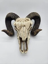Large Bighorn Ram Skull Wall Decor 11" Faux Hanging Sculpture Plaque