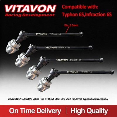 VITAVON CNC Alu7075 Spline Hub + HD 45# Steel CVD Shaft for Arrma Typhon 6S