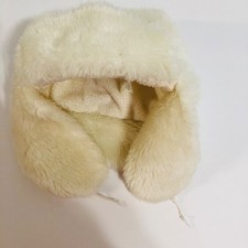 Trapper Hat With Ear Flaps Faux Fur Kids White Girls Size 4-14