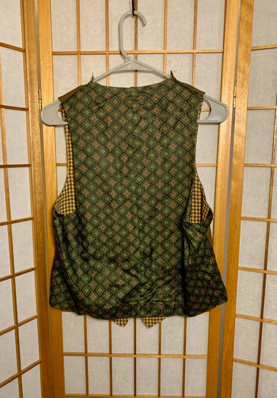 Handmade Reversible Green and Patterned Vest with… - image 4