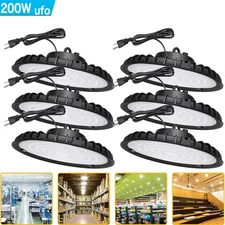 6 Pack 200W Led UFO High Bay Light Industrial Warehouse Commercial Light Fixture
