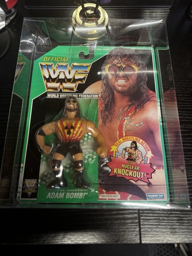 WWF Hasbro Series 11 Adam Bomb Moc Green Card...