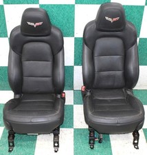 Wear 13 Corvette C6 Coupe Black Leather Dual Power Heated Bucket Seats Pair