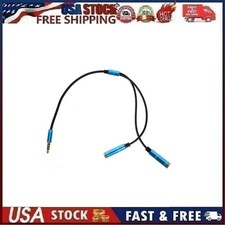 3.5mm AUX Headphone Splitter 1 Male to 2 Female Gold Plated Headphone Cable Blue
