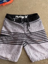 Hurley Boys Board Shorts Swim Trunks Size 10 Black White Gray