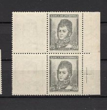 CHILE 1948 O'Higgins 60c ERROR VARIETY negative printing on back block of 4 MNH