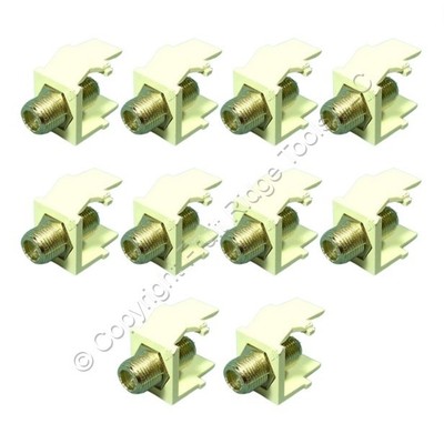 10 Leviton Light Almond Quickport F-Type Coaxial Video Cable Jacks 75-Ohm