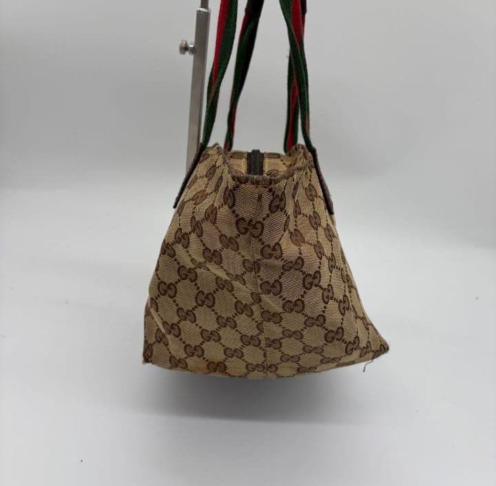 Gucci GG Pattern Leather Strap Small Handbag Beig… - image 4