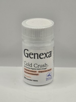 GENEXA Cold Crush 60 Chewable Tablets, Organic Non-Drowsy Exp 08/28