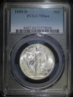 1939 D Walking Liberty Silver Half Dollar PCGS MS64 Lustrous Well Struck Coin