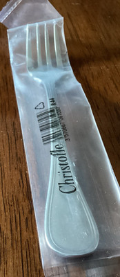 Fish Fork CHRISTOFLE ALBI Calissa SATIN Frosted Unused Stainless Flatware  6 5/8