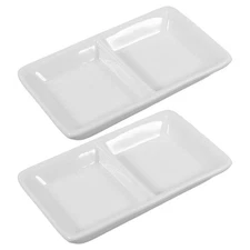 2 Pcs Ceramic Chips and Dip Plates Condiment Bowls Dipping Small Sauce