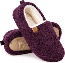 Cozy Women s Memory Foam Slippers with Fleece Lining Dark Aubergine 7-8 US
