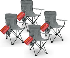 4x Sedia Pieghevole da Campeggio Camping Spiaggia Borsa Laterale Porta Bevande