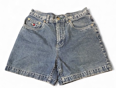 Tommy Hilfiger Women s Y2K Denim Jean Shorts High Rise Logo Waist Blue Vintage