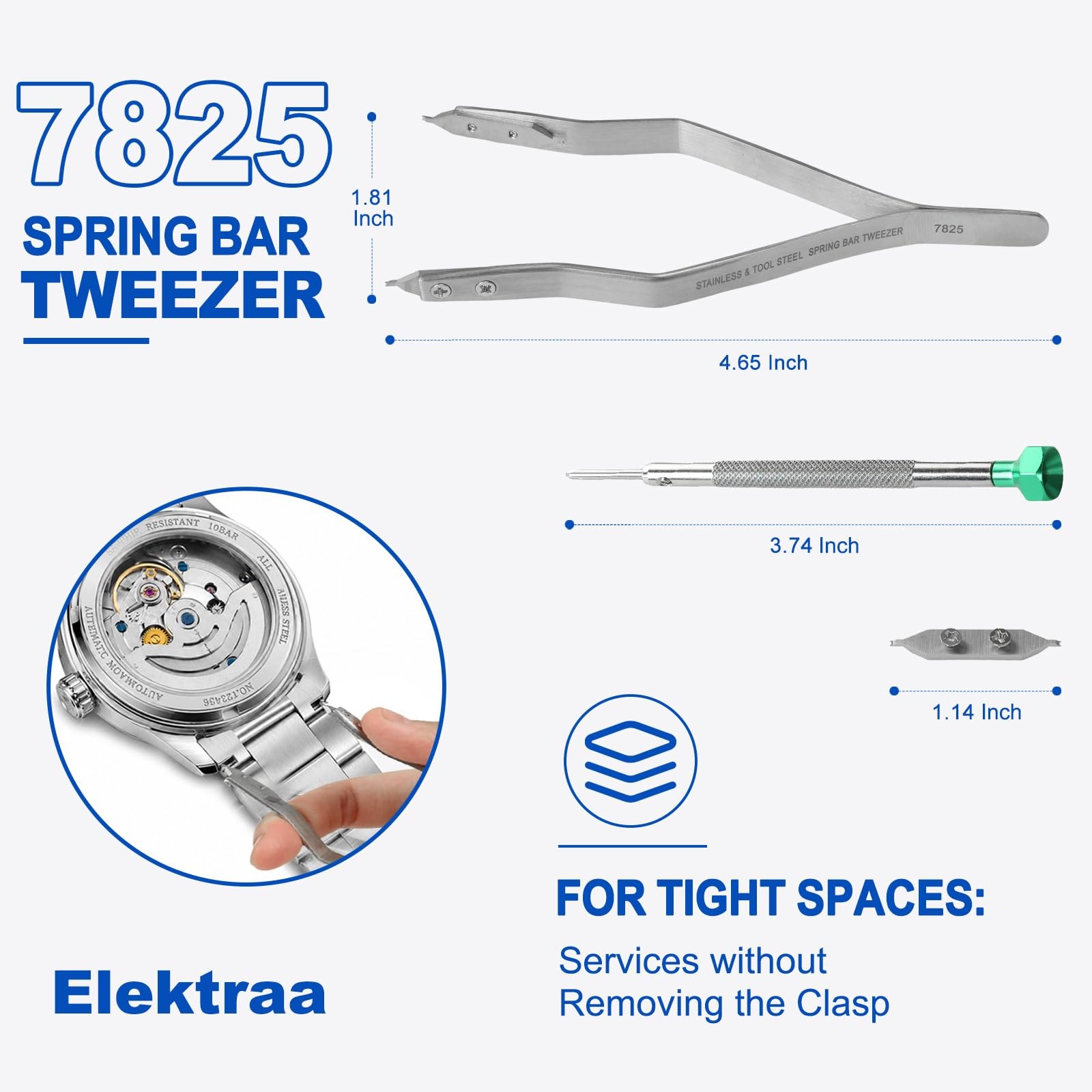 7825 Spring Bar Tweezers, Watch Spring Bar Tool with 4 Working Tips | eBay