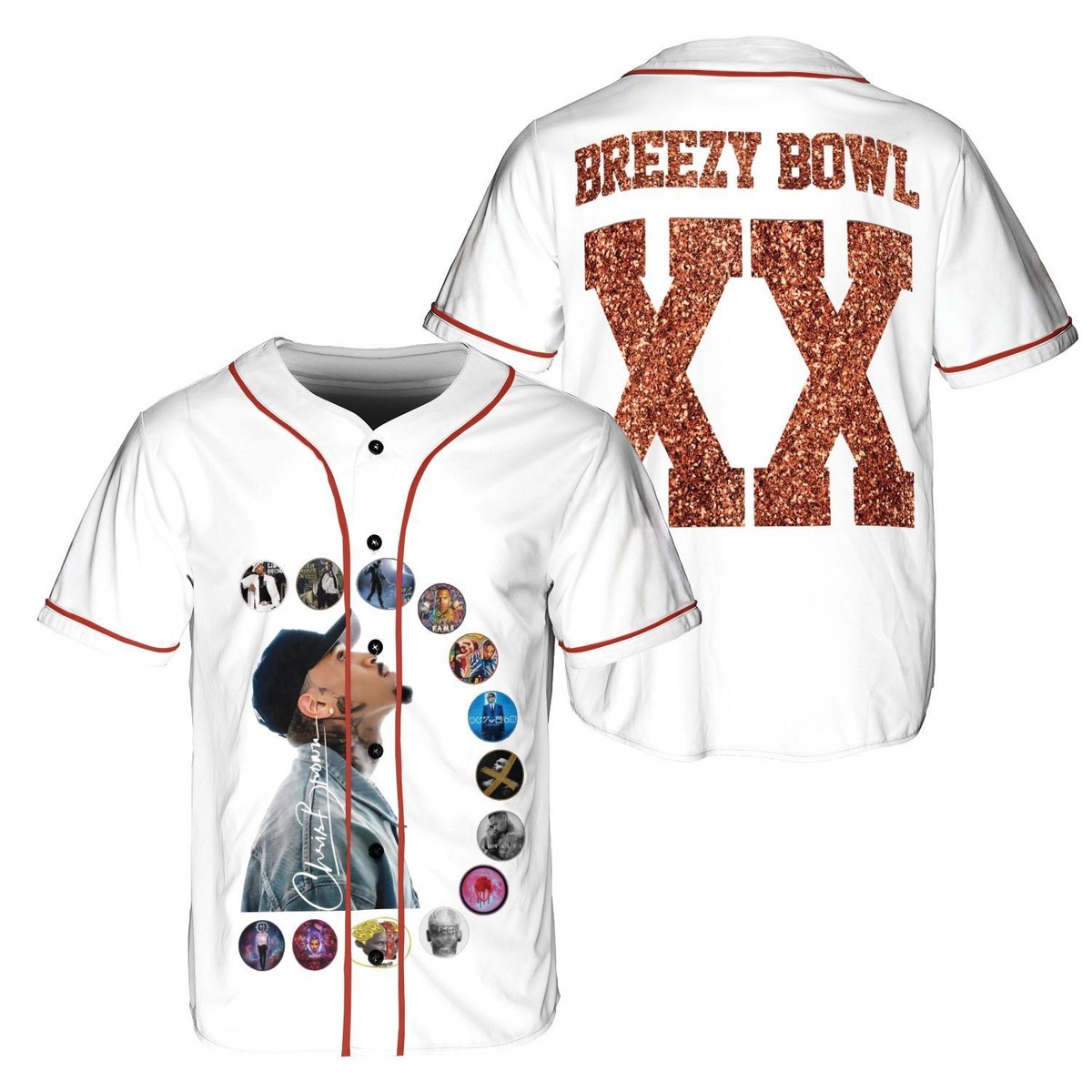 Chris Brown Breezy Bowl XX Baseball Jersey, Chris Brown Tour
