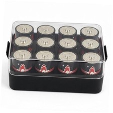 Battery Organizer Storage Case, Battery Vault Box Container D-Batteries Black