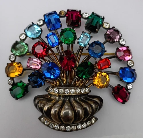 Vtg Eisenberg Original Sterling  Silver  Large Brooch Pin Bouquet Floral Jewelry