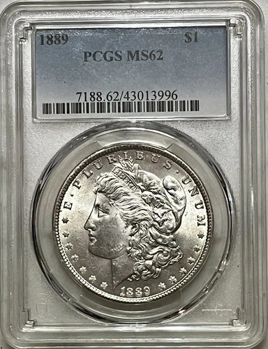 1889 MORGAN SILVER DOLLAR ~ PCGS - MS 62 ~ BEAUTIFUL COIN ~ 90% SILVER