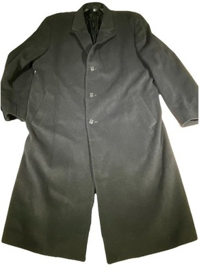Roundtree Yorke Pea Coat Men s 44 Long Black Wool Lined Single Breasted Vtg 90s