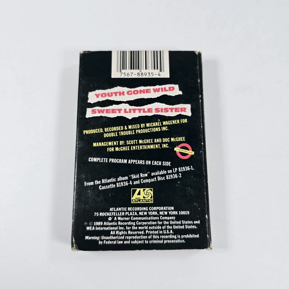 SKID ROW Youth Gone Wild CASSETTE SINGLE Atlantic 7 4-88935 US 1989 Cardboard  - Image 2 of 4