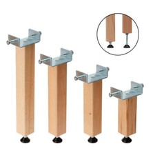 Wooden Adjustable Bed Centre Rail Support Feet with Integrated Metal U Bracket